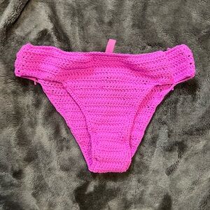 SKIMS Bright Pink Crochet Bikini Bottoms